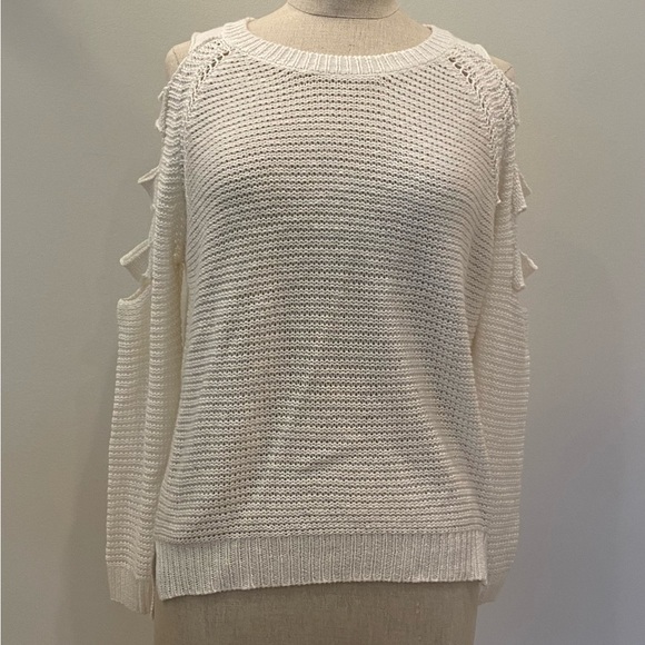 RD Style Womens Long Sleeve White Sweater with Shoulder Arm Cutouts/ Size M - Picture 6 of 16
